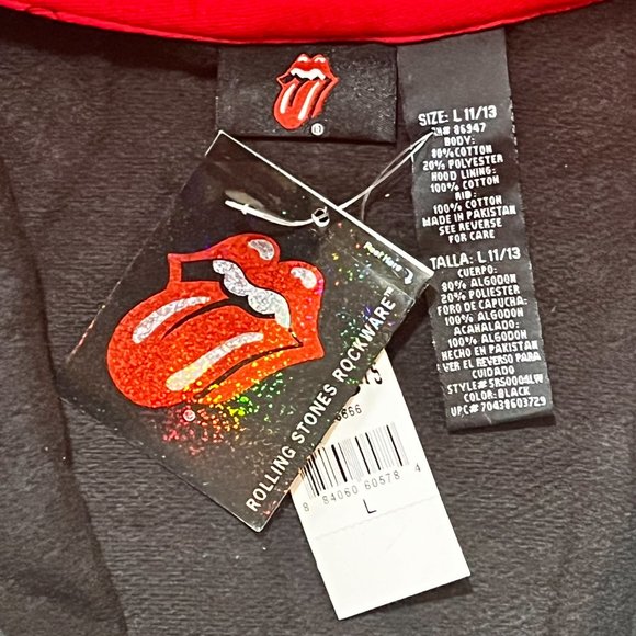 The Rolling Stones Rockware Black Kids Hoodie Size L 11/13 Authentic Gear NWT - Picture 5 of 11